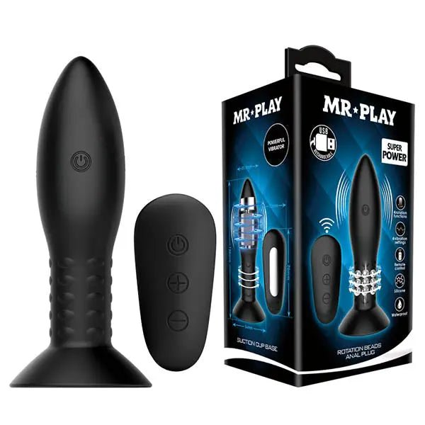 Shop affordable quality MR PLAY Rotation Beads Anal Plug - USB Rechargeable Beaded Butt Plug with Wireless Remote - Discreet Intimate Essentials - ANAL TOYS - Mr Play