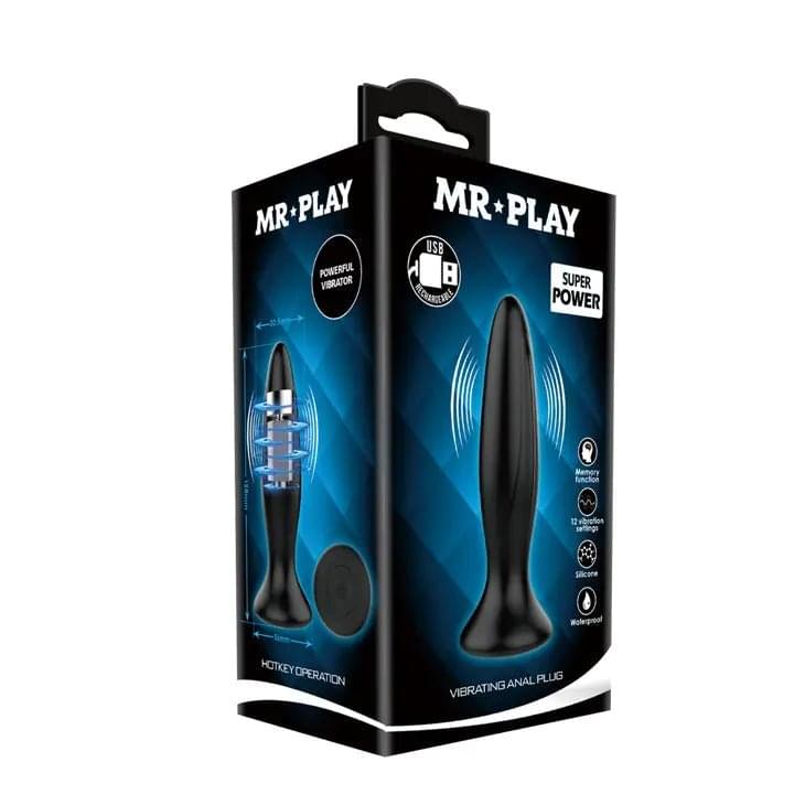 MR PLAY Vibrating Anal Plug -  12.8 cm USB Rechargeable Vibrating Butt Plug Mr Play Discreet Intimate Essentials.