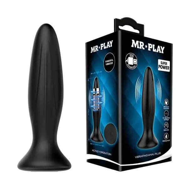 MR PLAY Vibrating Anal Plug -  12.8 cm USB Rechargeable Vibrating Butt Plug Mr Play Discreet Intimate Essentials.