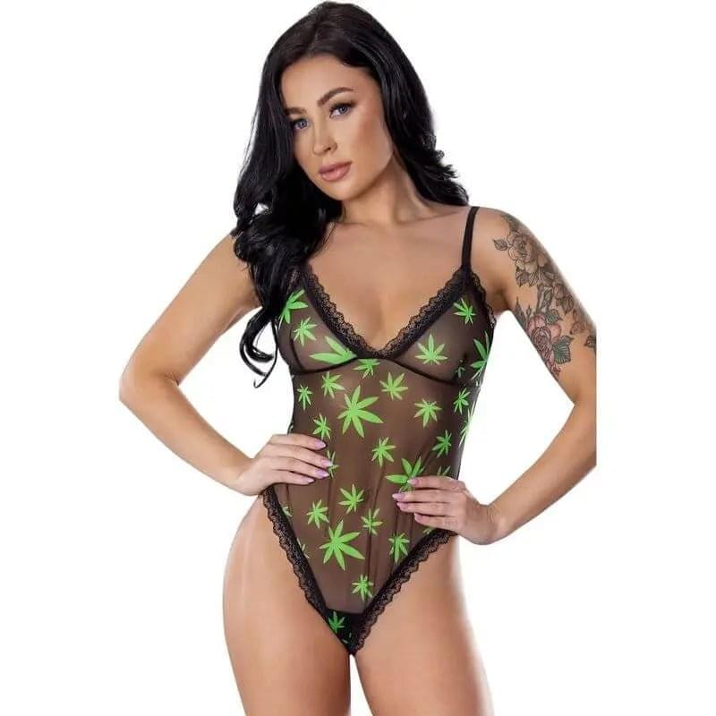 Mushroom Crop Top Skirt and G-String Set Exposed Lingerie Discreet Intimate Essentials.
