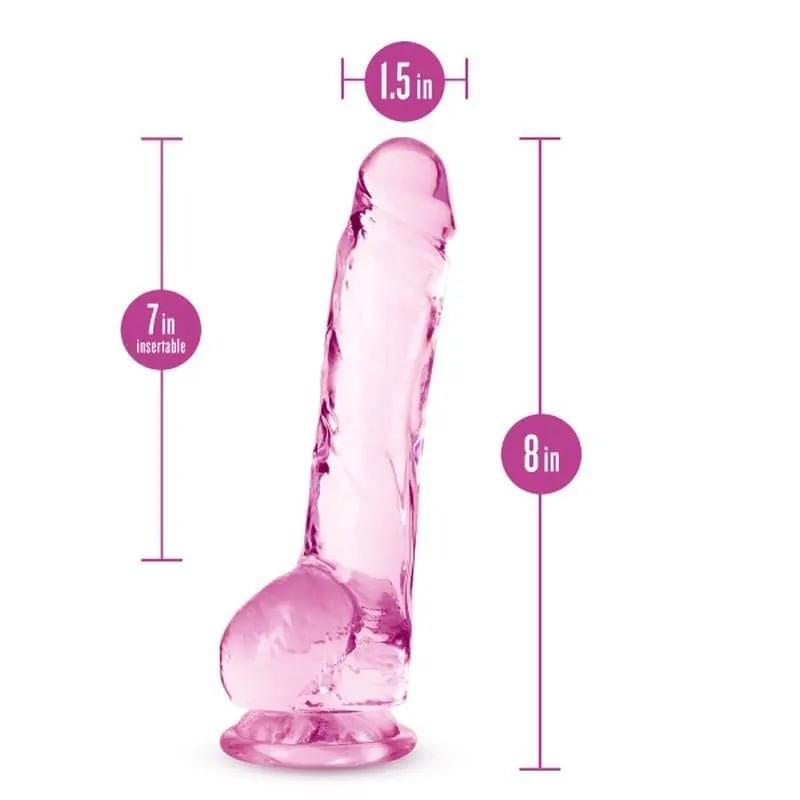 Naturally Yours 8" Crystaline Dildo Rose Naturally Yours Discreet Intimate Essentials.