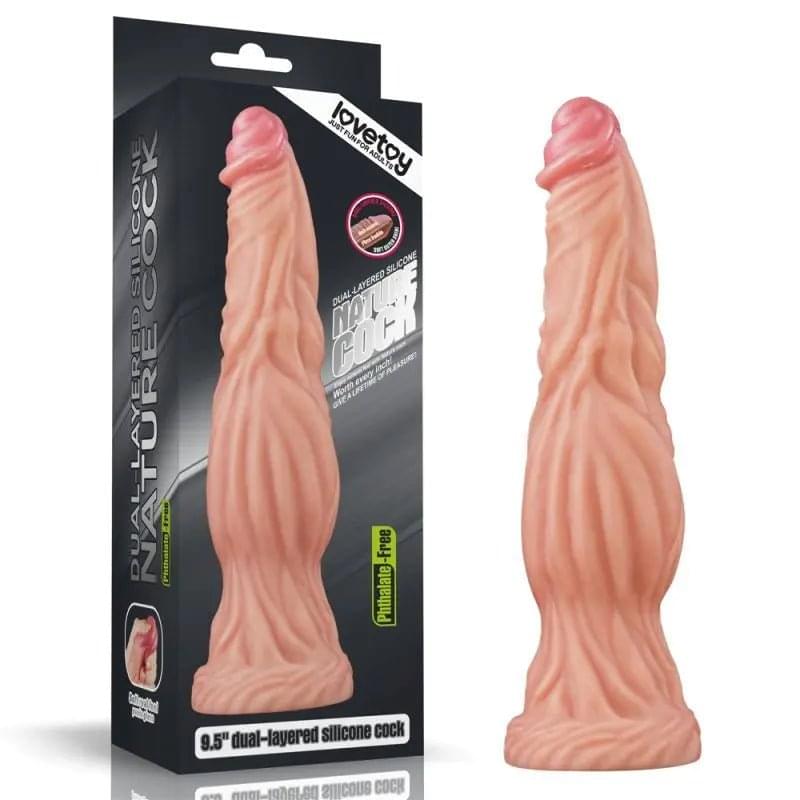 Nature Cock 9.5in Dual Layer Huge ALIEN Silicone Dildo Lovetoy Discreet Intimate Essentials.
