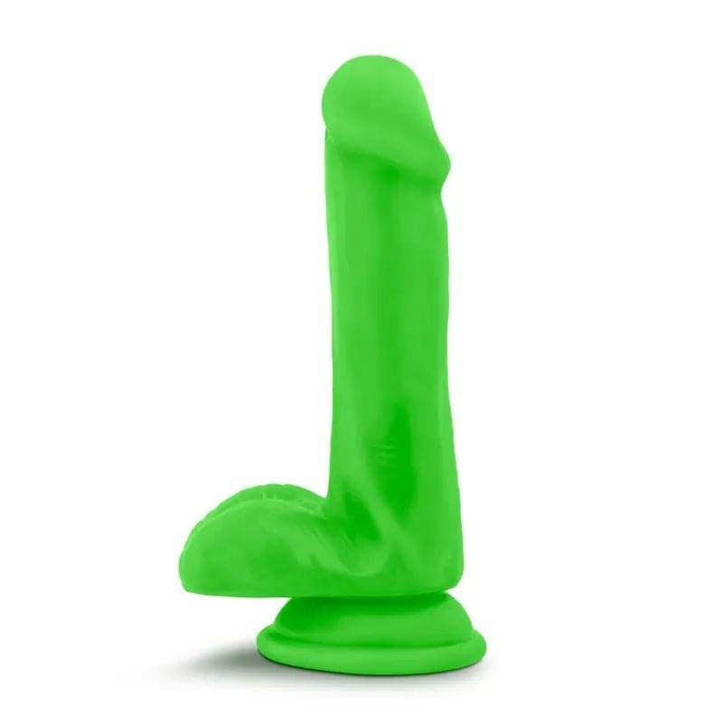 Neo Elite 6in Silicone Dual Density Cock with Balls Neon Green Neo Elite Discreet Intimate Essentials.