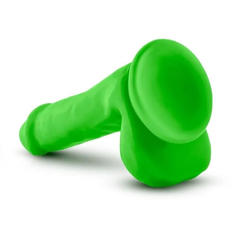 Neo Elite 6in Silicone Dual Density Cock with Balls Neon Green Neo Elite Discreet Intimate Essentials.
