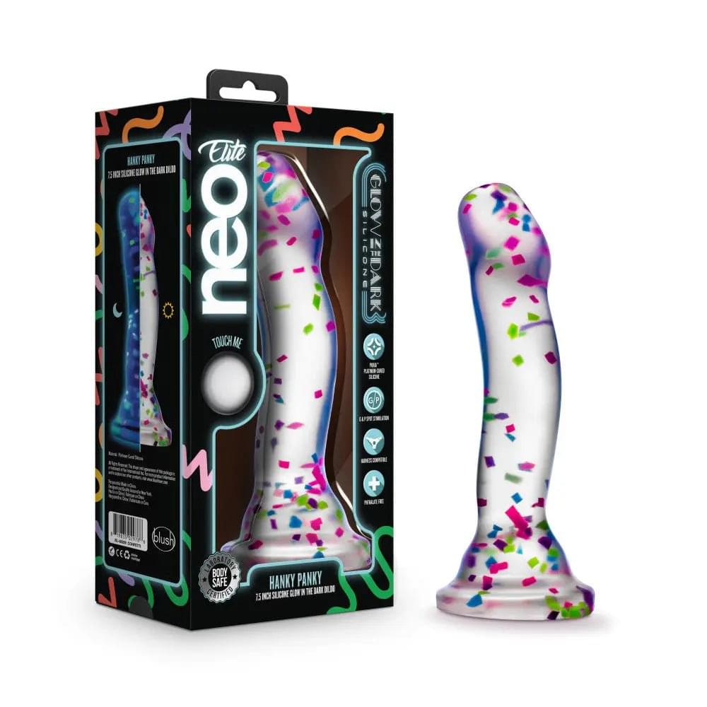 Neo Elite Glow Hanky Panky - Glow In Dark  19 cm Dong Blush Novelties Discreet Intimate Essentials.