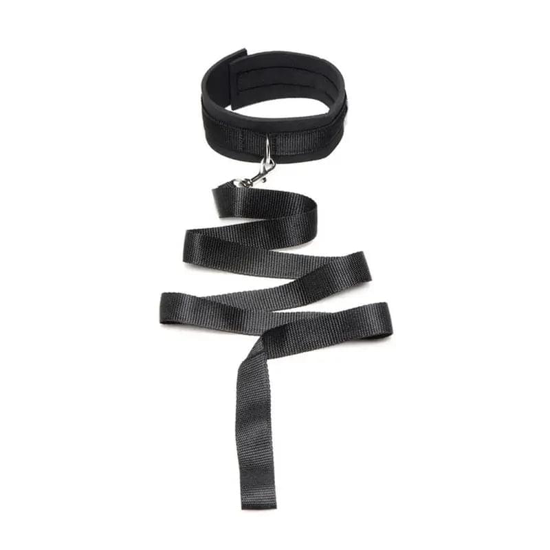 Neoprene Collar And Leash Set Black Frisky Discreet Intimate Essentials.