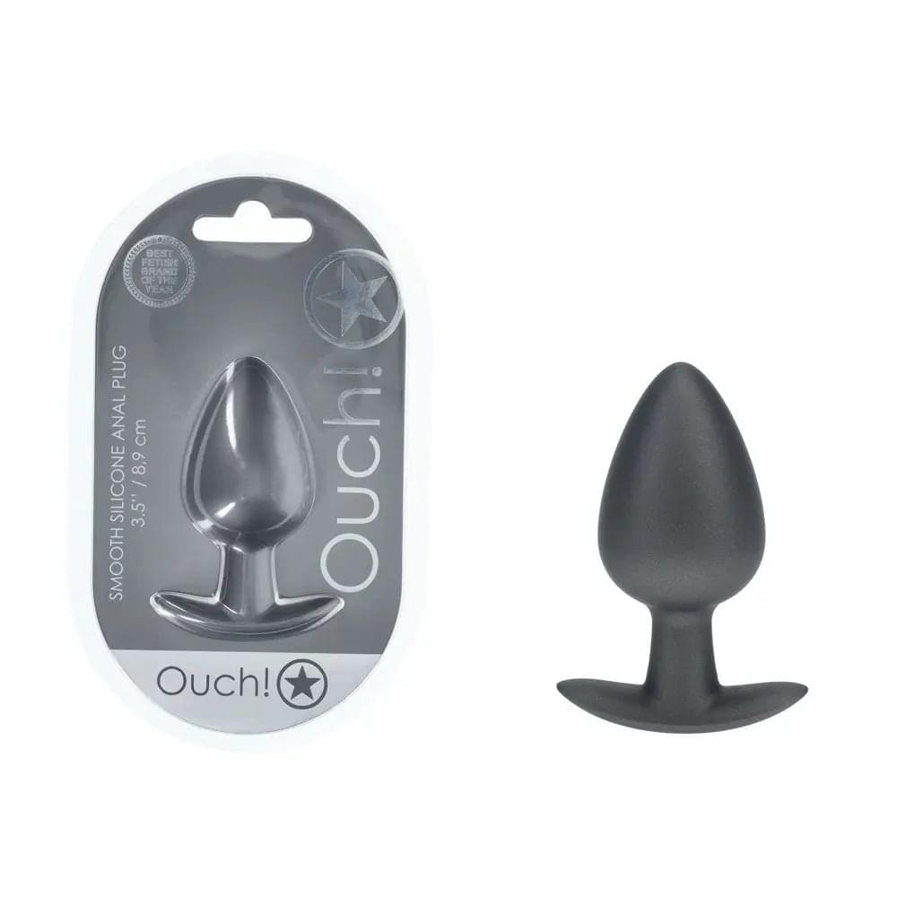 OUCH! Anal Plug - Large - Gun Metal - Gun Metal Grey 8.9 cm Large Butt Plug Shots Toys Discreet Intimate Essentials.