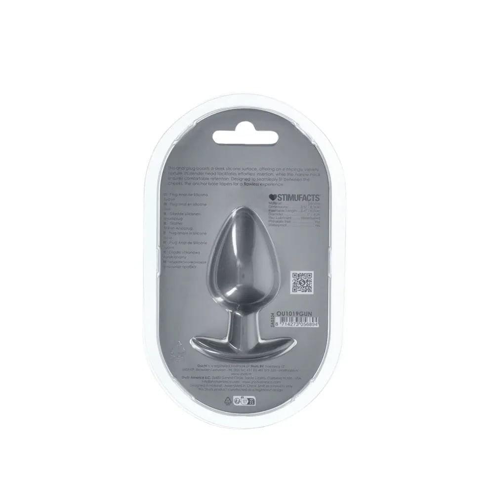 OUCH! Anal Plug - Large - Gun Metal - Gun Metal Grey 8.9 cm Large Butt Plug Shots Toys Discreet Intimate Essentials.