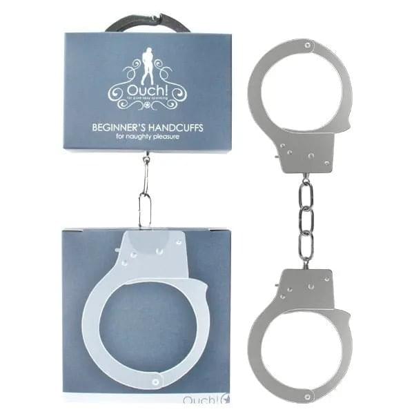 Ouch Beginner's Handcuffs - Metal Restraints Shots Toys Discreet Intimate Essentials.