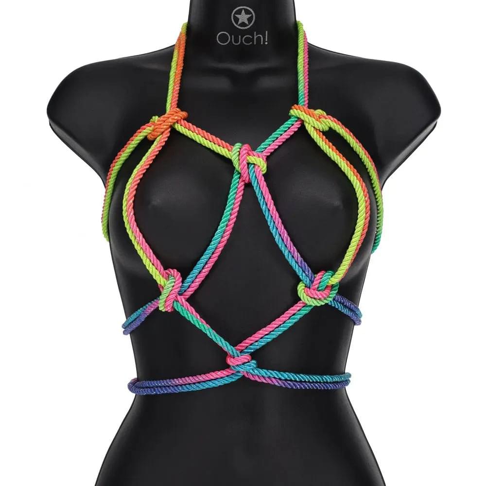 OUCH! Bondage Rope - 10 M - Multicolour 2 - Multicoloured Nylon Bondage Rope - 10 metre Length Shots Toys Discreet Intimate Essentials.