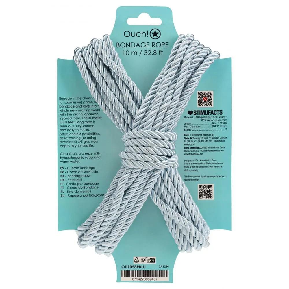 OUCH! Bondage Rope - 10 M - Powder  - Powder  Nylon Bondage Rope - 10 metre Length Shots Toys Discreet Intimate Essentials.