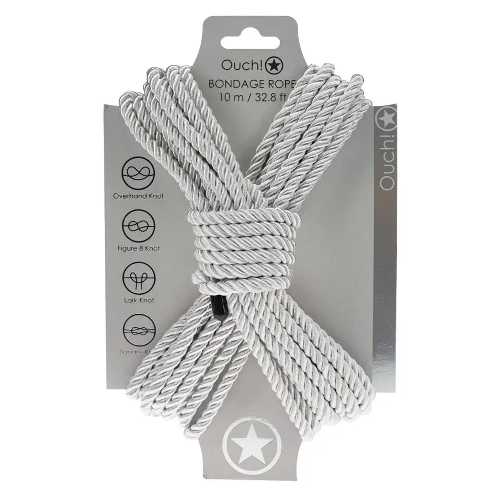 OUCH! Bondage Rope - 10 M - Silver - Silver Nylon Bondage Rope - 10 metre Length Shots Toys Discreet Intimate Essentials.