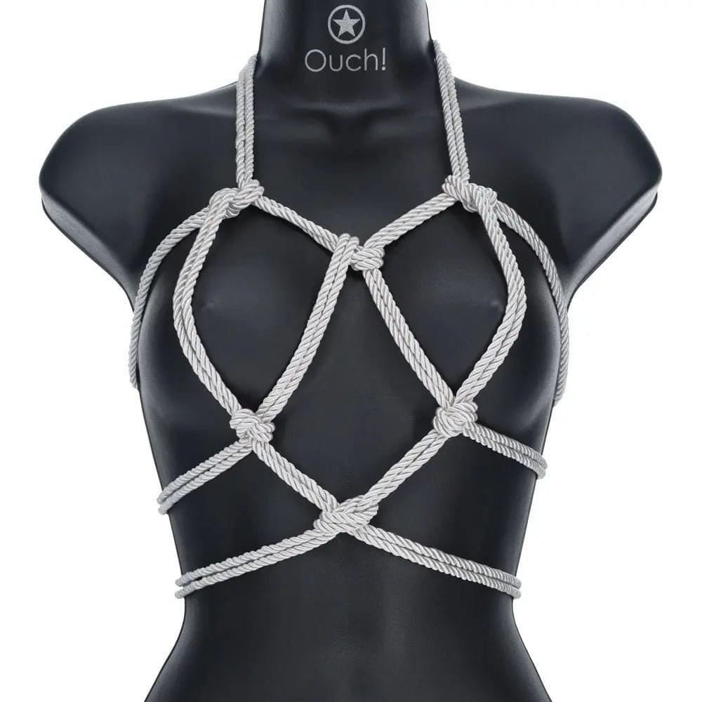 OUCH! Bondage Rope - 10 M - Silver - Silver Nylon Bondage Rope - 10 metre Length Shots Toys Discreet Intimate Essentials.