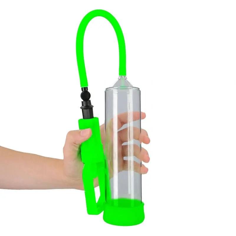 OUCH! Glow In The Dark Comfort Beginner Pump - Clear/Glow Penis Pump Shots Toys Discreet Intimate Essentials.