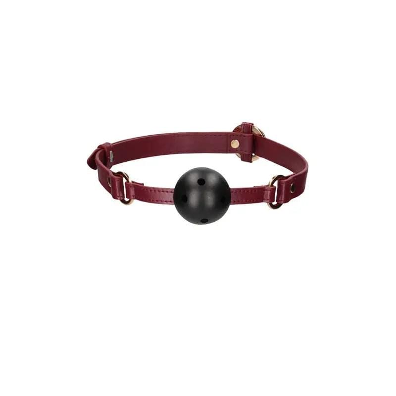 OUCH! Halo - Breathable Ball Gag - Burgundy Mouth Restraint Shots Toys Discreet Intimate Essentials.