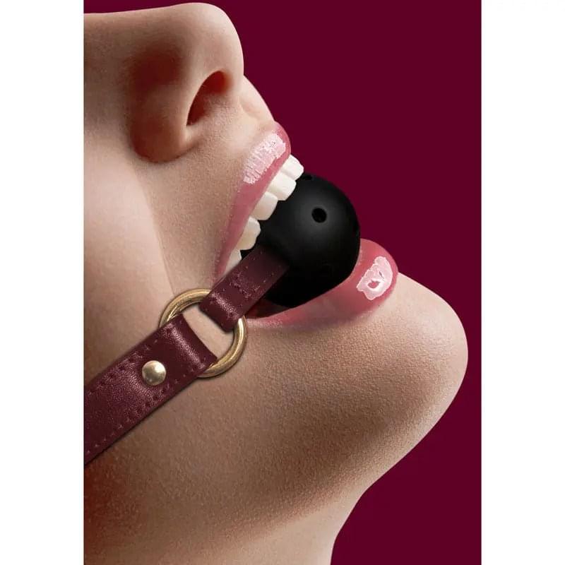 OUCH! Halo - Breathable Ball Gag - Burgundy Mouth Restraint Shots Toys Discreet Intimate Essentials.