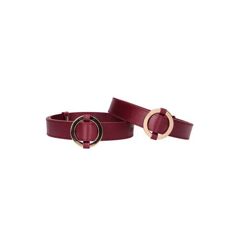 Shop affordable quality OUCH! Halo - Thigh Cuffs - Burgundy Leg Restraints - Discreet Intimate Essentials - BONDAGE-TOYS - Shots Toys