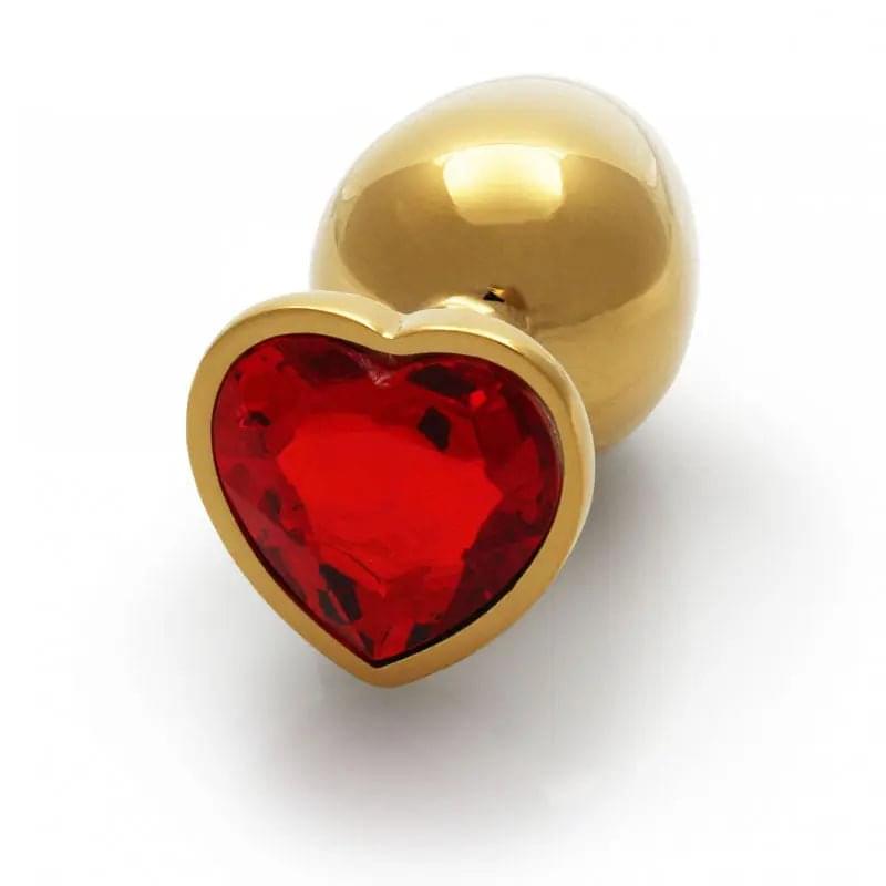 OUCH! Heart Gem Gold Butt Plug - Large - Gold 9.3 cm Large Butt Plug with Heart Gem Base Shots Toys Discreet Intimate Essentials.
