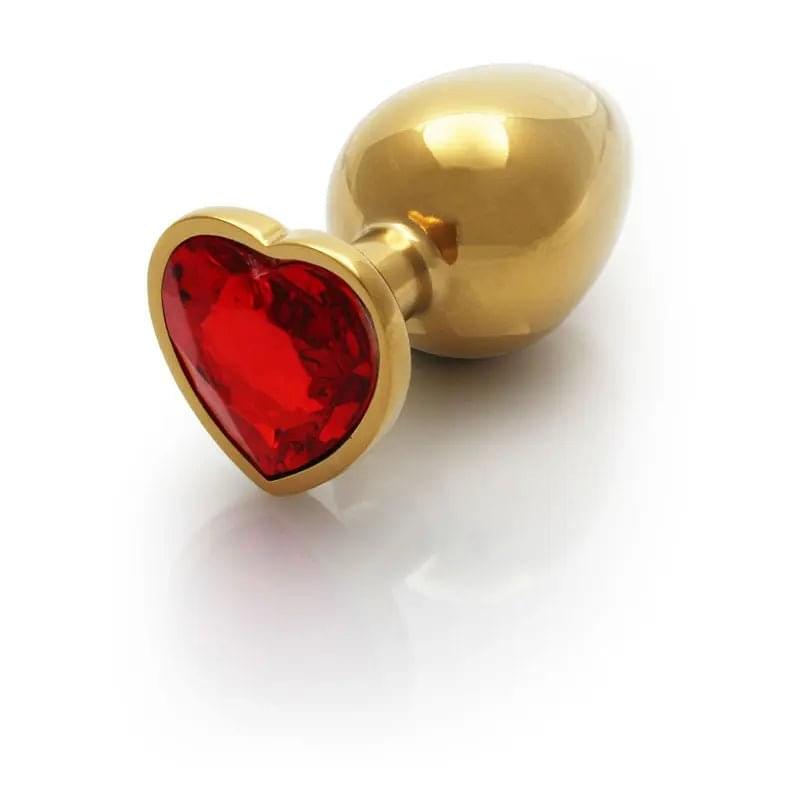 OUCH! Heart Gem Gold Butt Plug - Large - Gold 9.3 cm Large Butt Plug with Heart Gem Base Shots Toys Discreet Intimate Essentials.