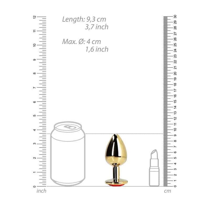 OUCH! Heart Gem Gold Butt Plug - Large - Gold 9.3 cm Large Butt Plug with Heart Gem Base Shots Toys Discreet Intimate Essentials.