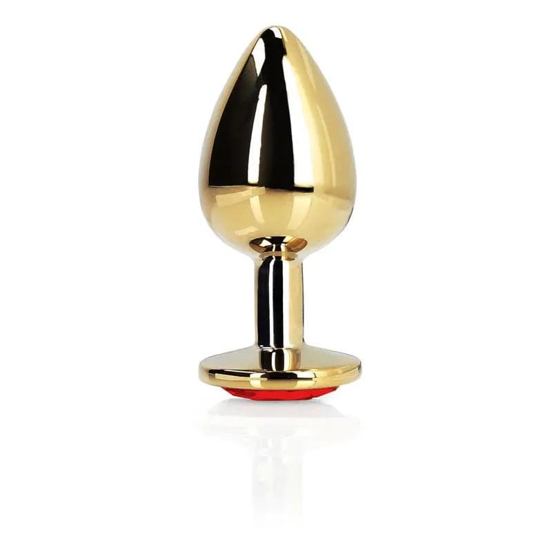 OUCH! Heart Gem Gold Butt Plug - Large - Gold 9.3 cm Large Butt Plug with Heart Gem Base Shots Toys Discreet Intimate Essentials.