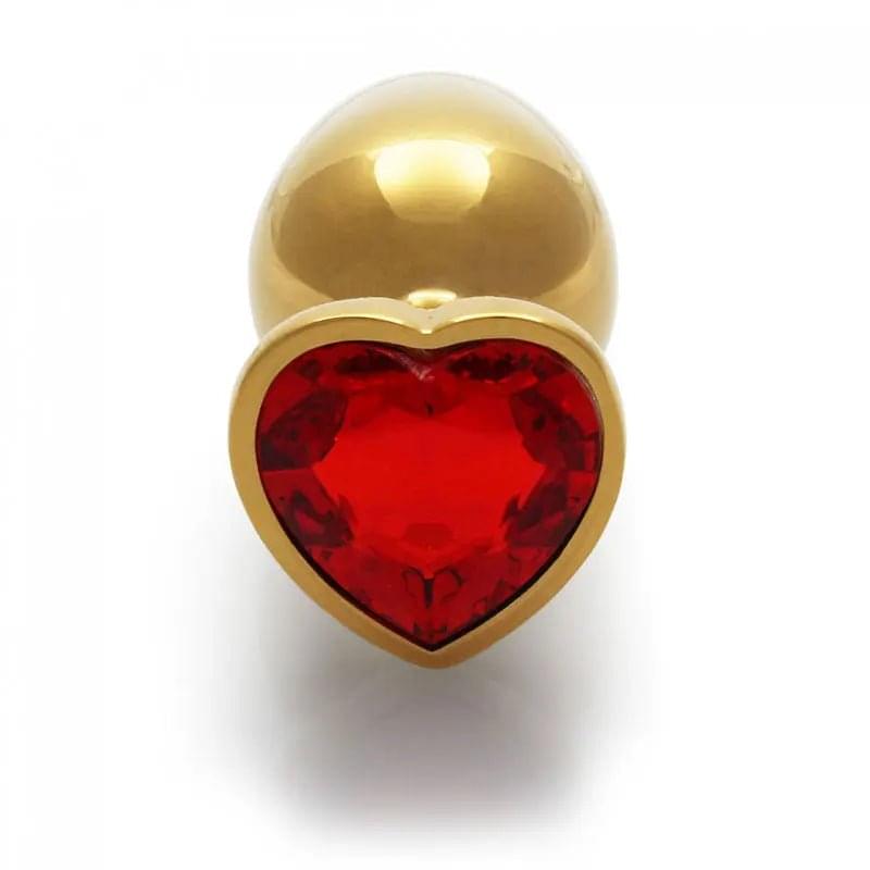 OUCH! Heart Gem Gold Butt Plug - Large - Gold 9.3 cm Large Butt Plug with Heart Gem Base Shots Toys Discreet Intimate Essentials.