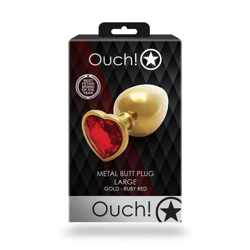 OUCH! Heart Gem Gold Butt Plug - Large - Gold 9.3 cm Large Butt Plug with Heart Gem Base Shots Toys Discreet Intimate Essentials.