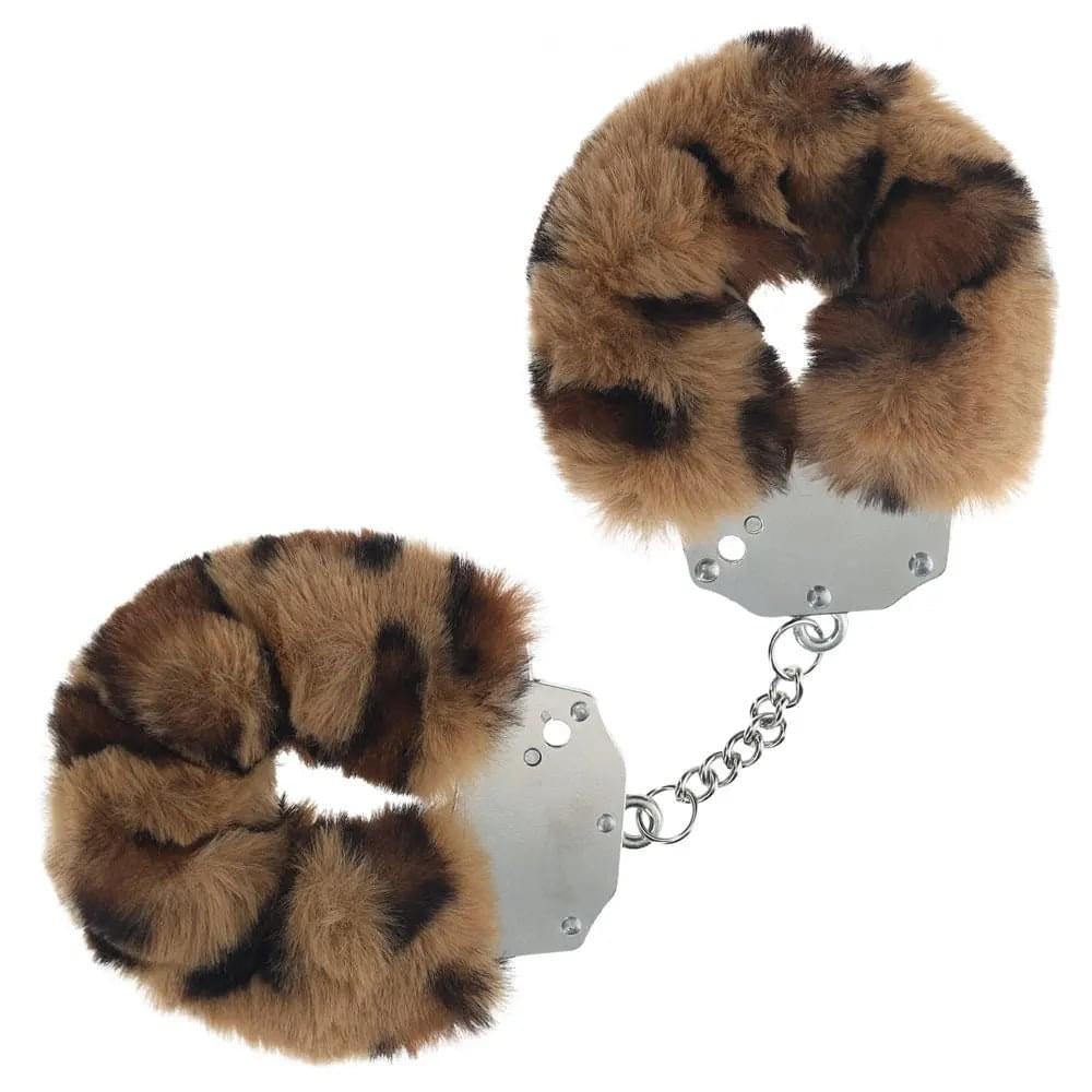 OUCH! Heavy-Duty Fluffy Cuffs - Leopard - Leopard Fluffy Restraints Shots Toys Discreet Intimate Essentials.