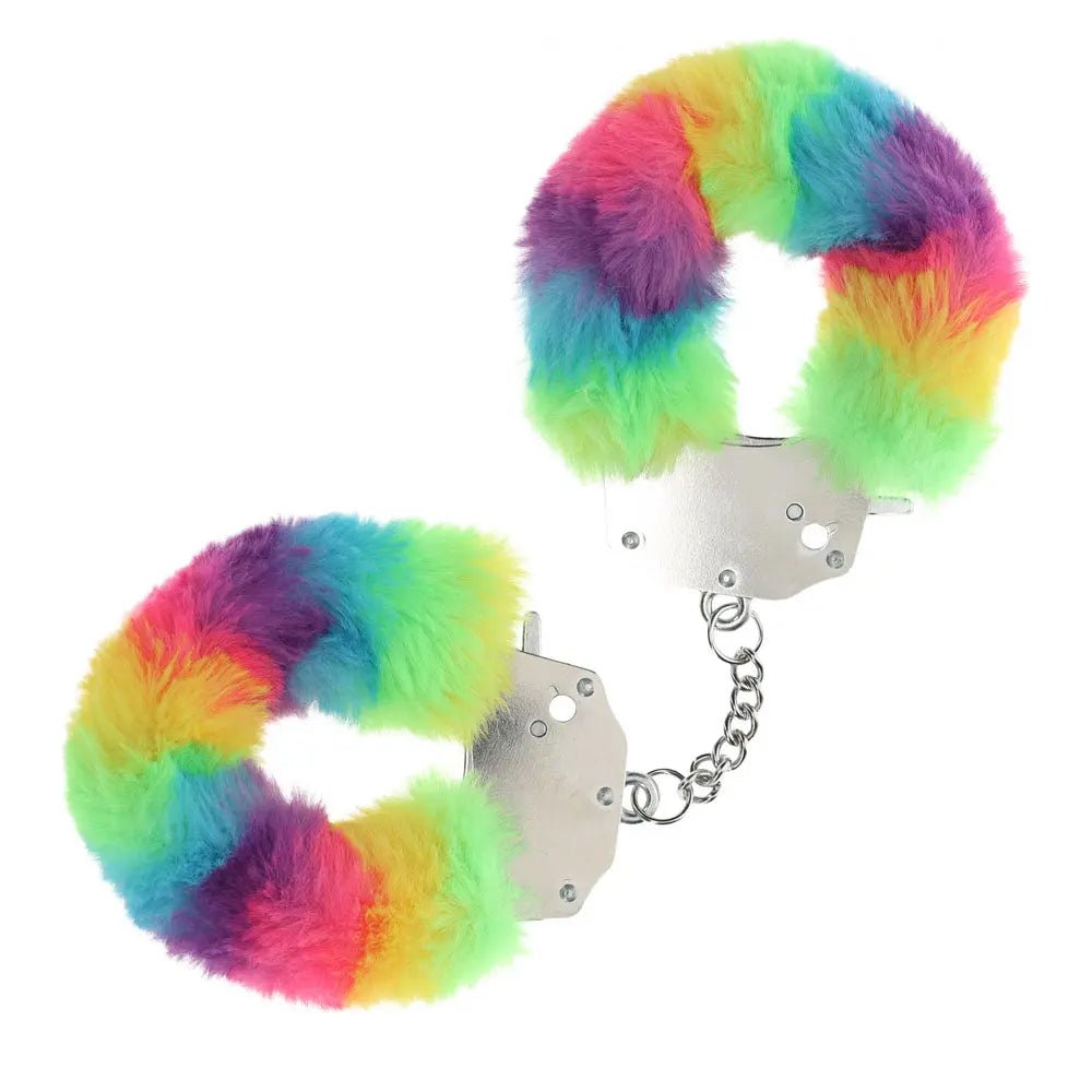 Shop affordable quality OUCH! Heavy-Duty Fluffy Cuffs - Multicolour 1 - Multicoloured Fluffy Restraints - Discreet Intimate Essentials - BONDAGE-TOYS - Shots Toys