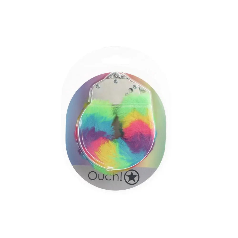 Shop affordable quality OUCH! Heavy-Duty Fluffy Cuffs - Multicolour 1 - Multicoloured Fluffy Restraints - Discreet Intimate Essentials - BONDAGE-TOYS - Shots Toys