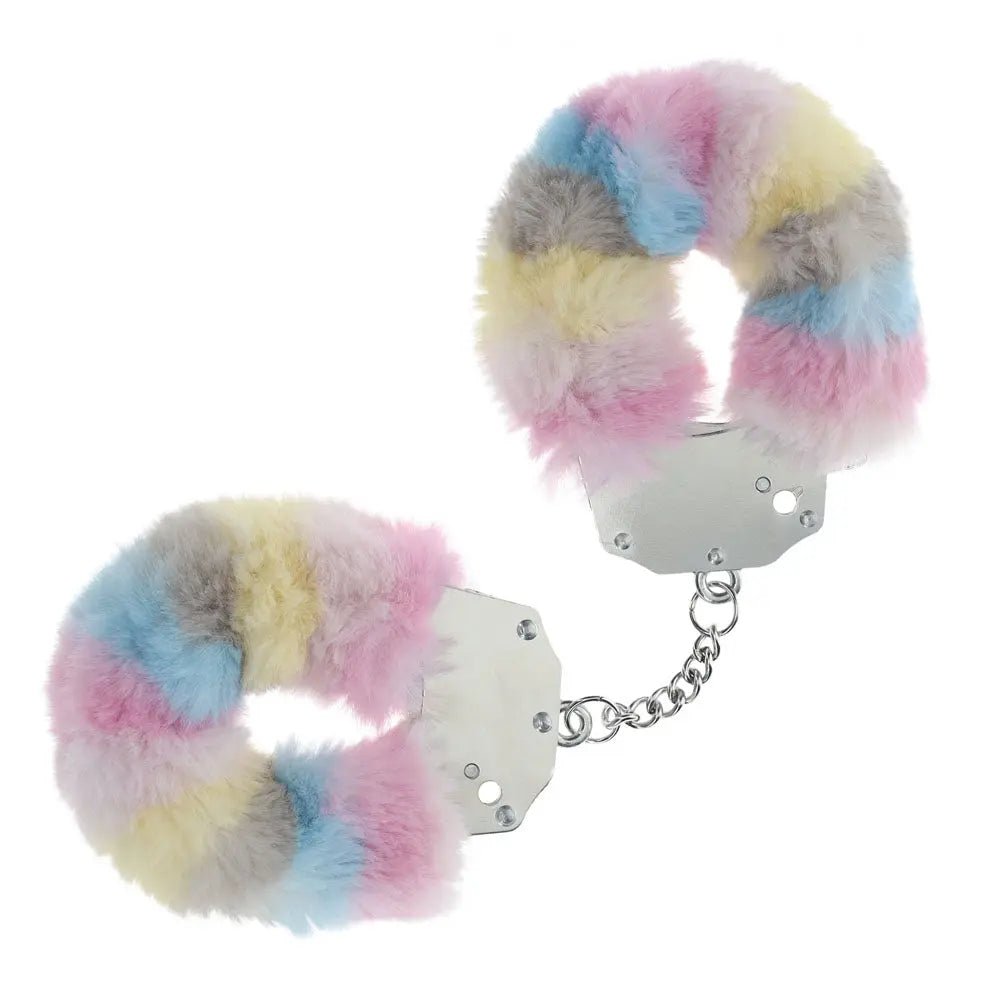 Shop affordable quality OUCH! Heavy-Duty Fluffy Cuffs - Multicolour 2 - Multicoloured Fluffy Restraints - Discreet Intimate Essentials - BONDAGE-TOYS - Shots Toys