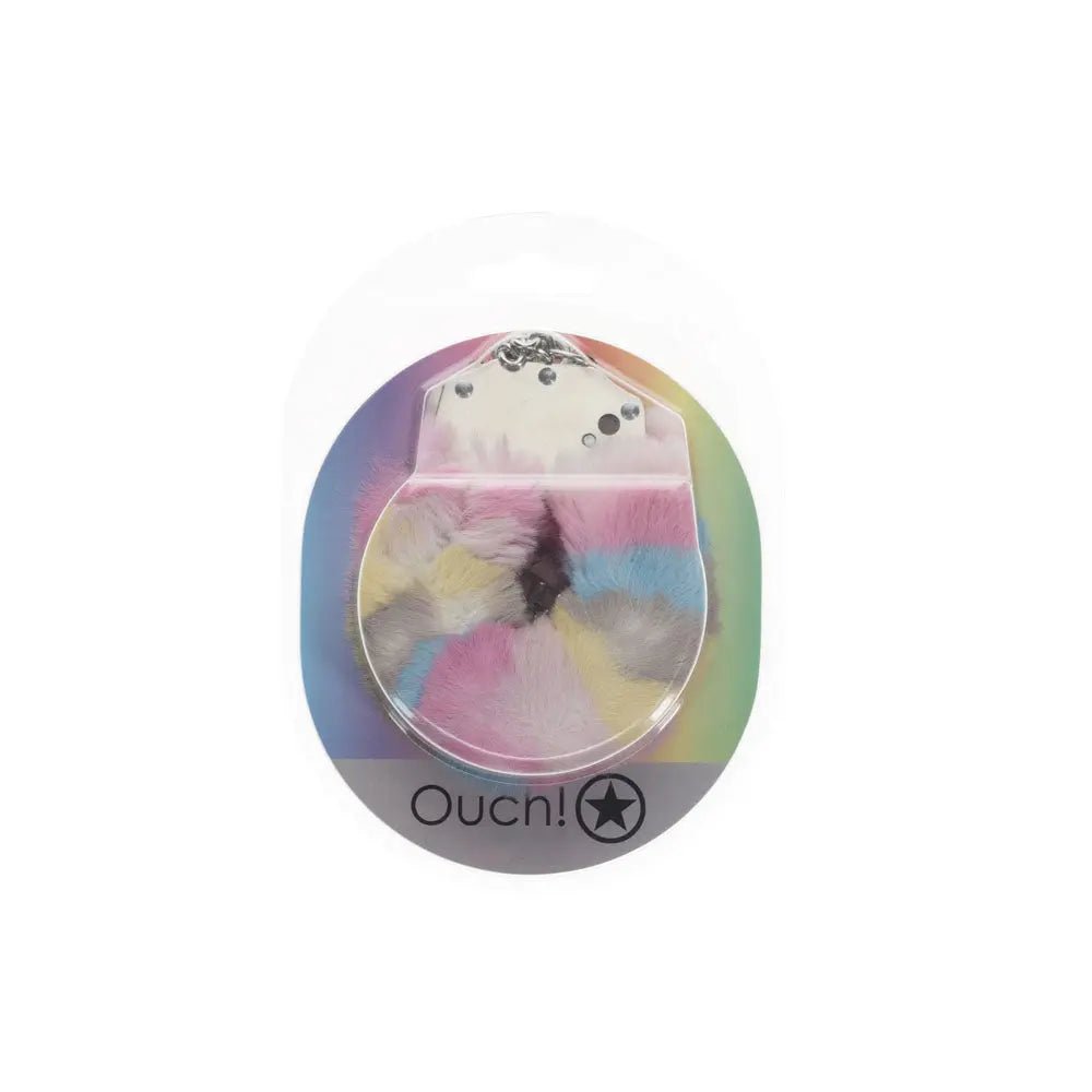 Shop affordable quality OUCH! Heavy-Duty Fluffy Cuffs - Multicolour 2 - Multicoloured Fluffy Restraints - Discreet Intimate Essentials - BONDAGE-TOYS - Shots Toys