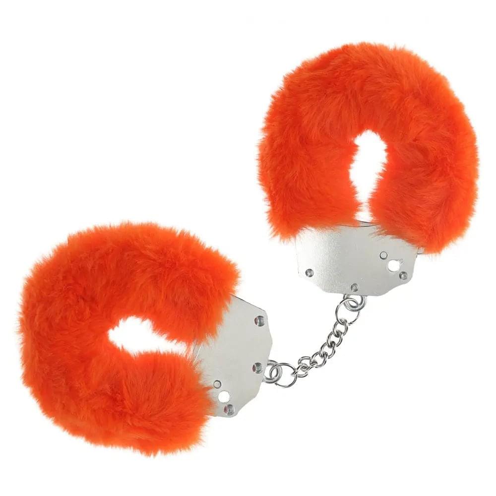 OUCH! Heavy-Duty Fluffy Cuffs - Orange - Orange Fluffy Restraints Shots Toys Discreet Intimate Essentials.