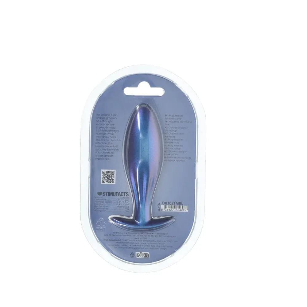 OUCH! Oval Anal Plug - Metallic  - Metallic  11.7 cm Butt Plug Shots Toys Discreet Intimate Essentials.