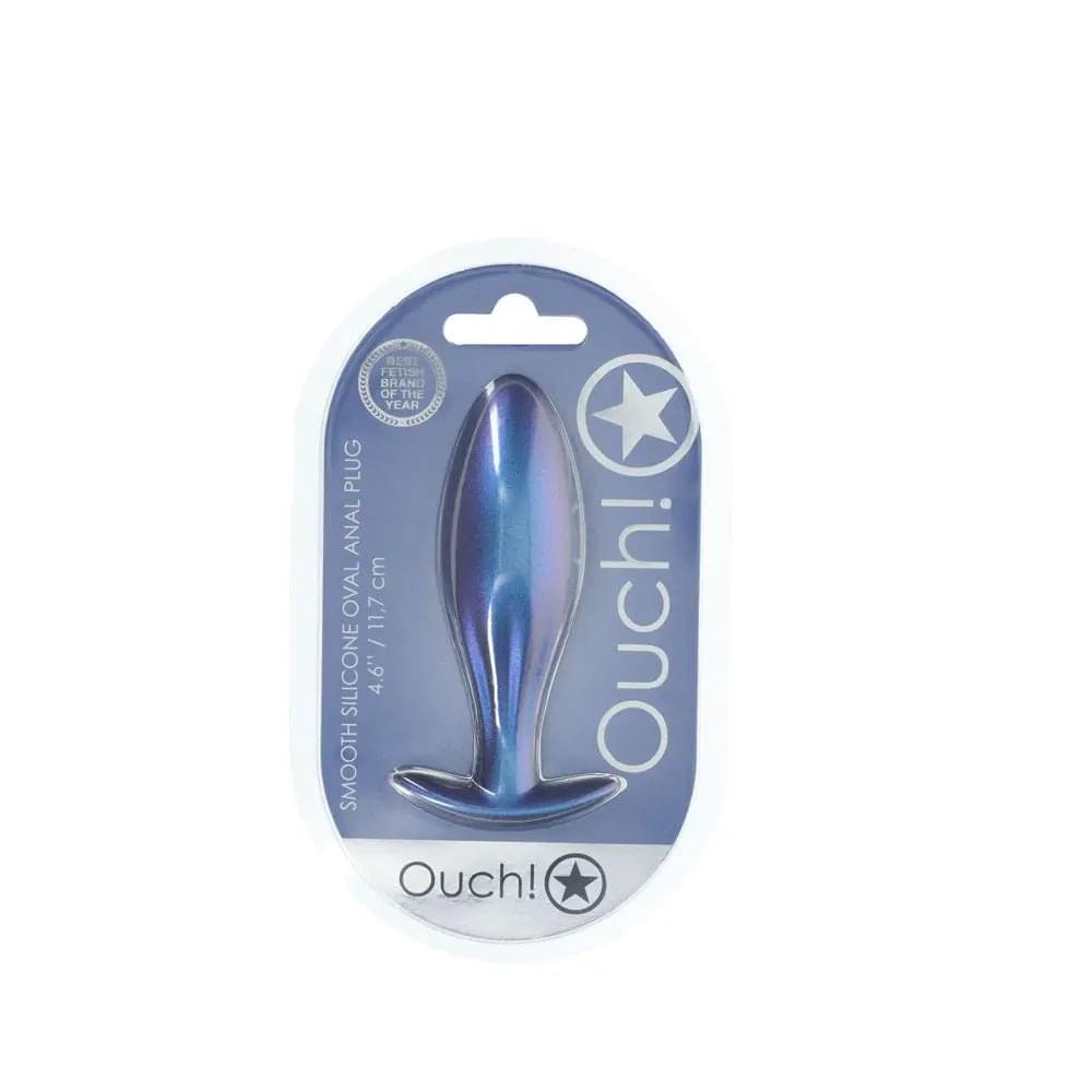 OUCH! Oval Anal Plug - Metallic  - Metallic  11.7 cm Butt Plug Shots Toys Discreet Intimate Essentials.