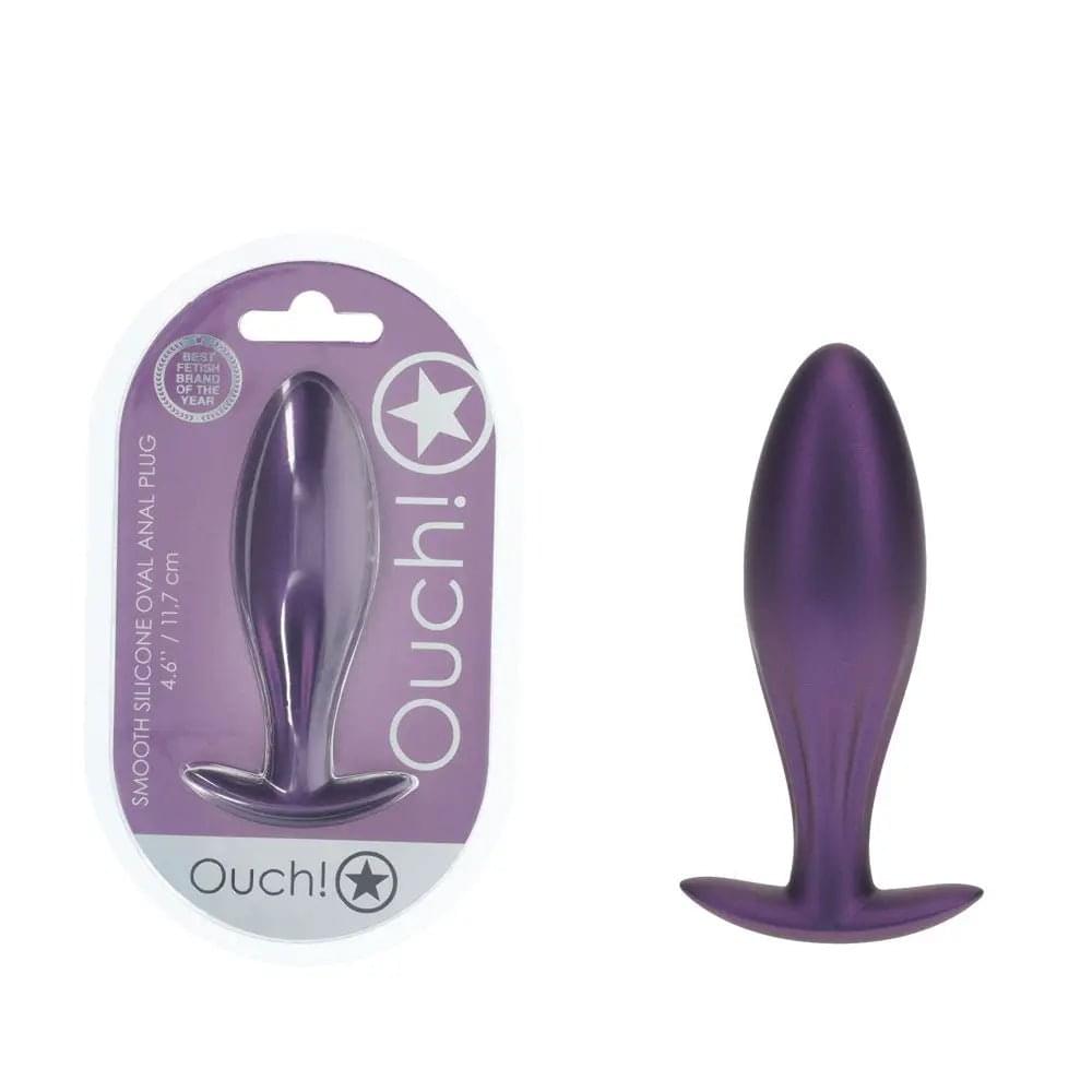 OUCH! Oval Anal Plug - Metallic  - Metallic  11.7 cm Butt Plug Shots Toys Discreet Intimate Essentials.