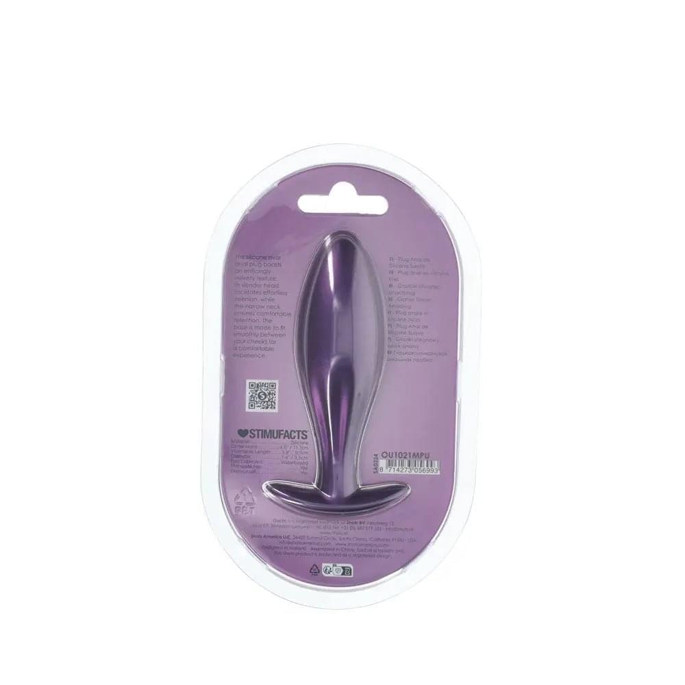 OUCH! Oval Anal Plug - Metallic  - Metallic  11.7 cm Butt Plug Shots Toys Discreet Intimate Essentials.