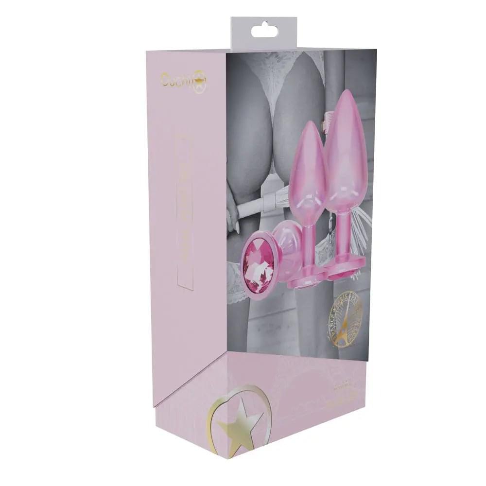 OUCH! Paris Collection - Metal Anal Plug Set -  - Metallic  Butt Plugs with Gem Bases - Set of 3 Sizes Shots Toys Discreet Intimate Essentials.