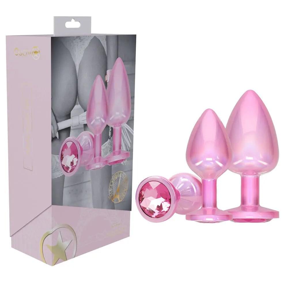 OUCH! Paris Collection - Metal Anal Plug Set -  - Metallic  Butt Plugs with Gem Bases - Set of 3 Sizes Shots Toys Discreet Intimate Essentials.