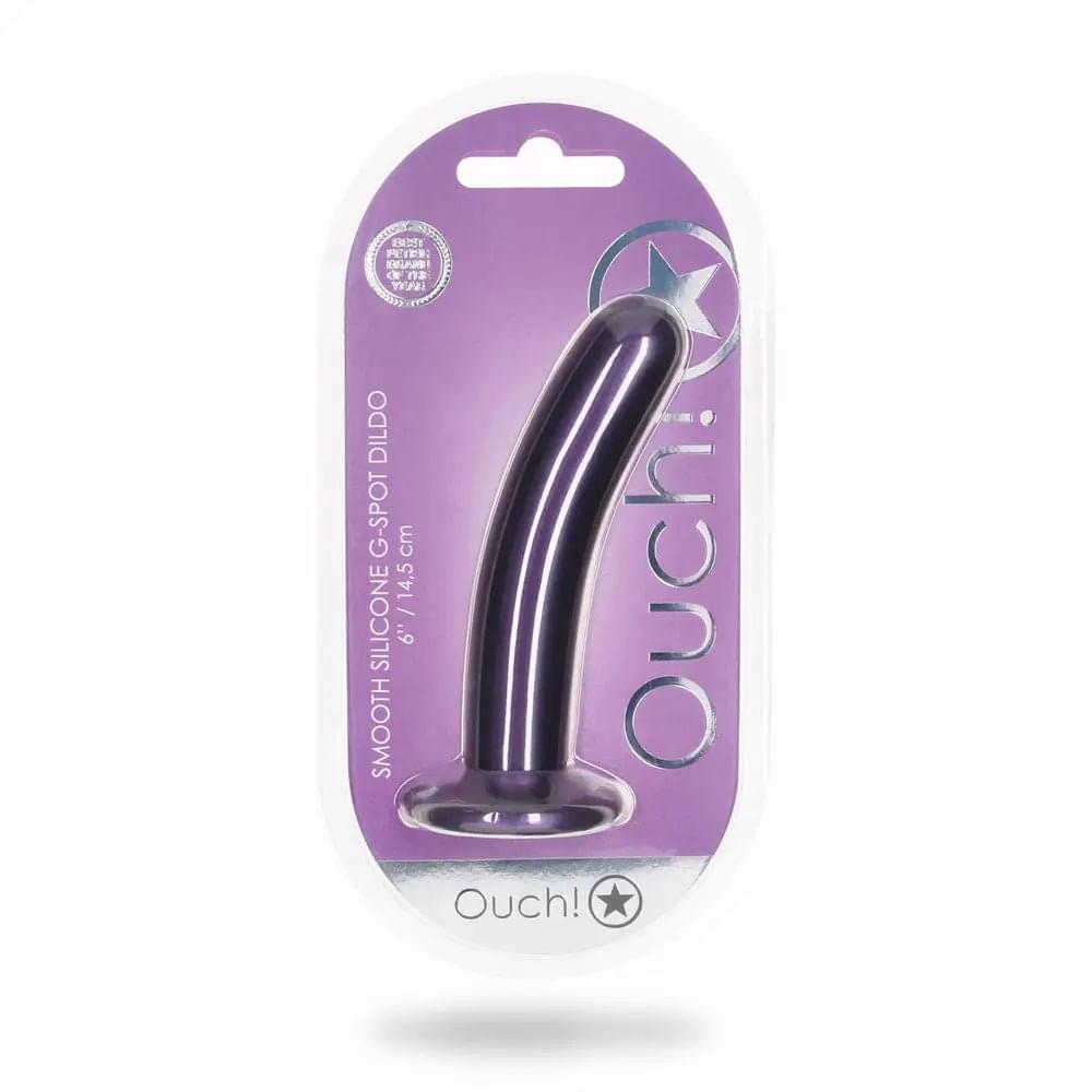 OUCH! Smooth Silicone G-Spot Dildo - 6'' / 14.5 cm - Metallic  14.5 cm Dildo Shots Toys Discreet Intimate Essentials.