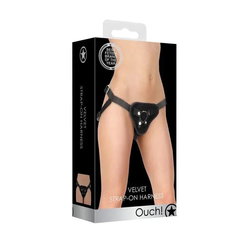 OUCH! Velvet & Velcro Adjustable Harness with O-Ring -  Strap-On Harness (No Probe Included) Shots Toys Discreet Intimate Essentials.