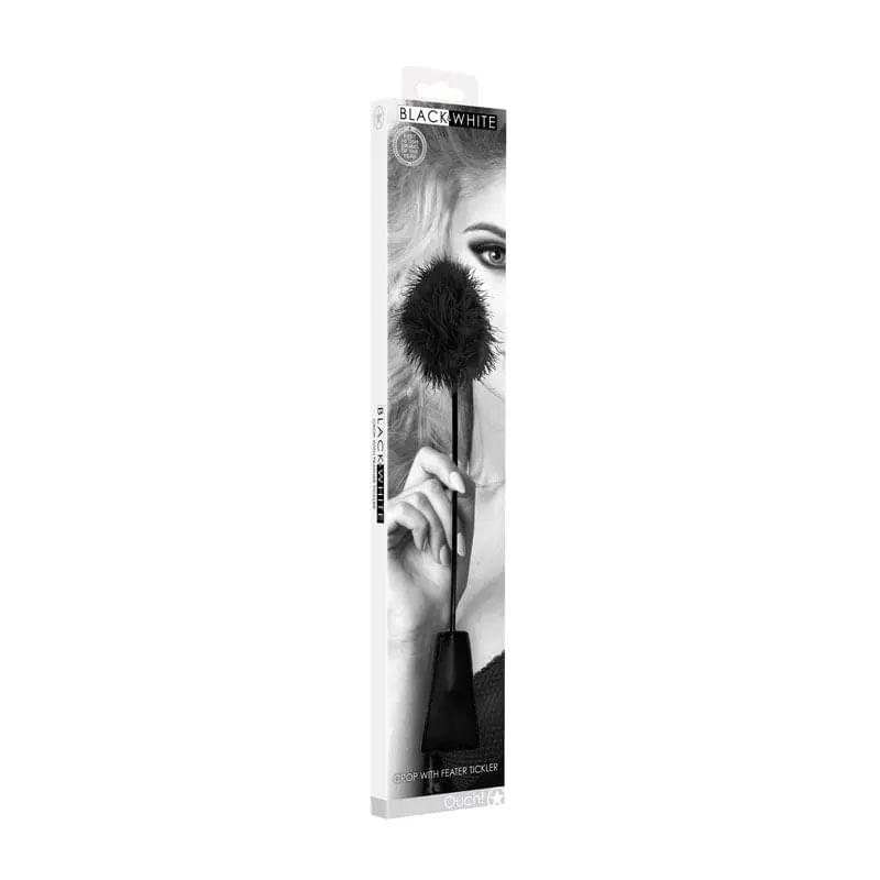 OUCH!  & White Crop with Feather Tickler -  44 cm Feather Crop Shots Toys Discreet Intimate Essentials.