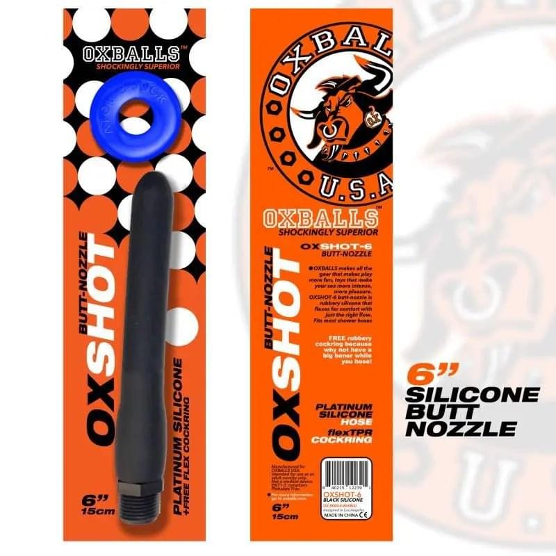 Oxshot Butt Nozzle 6in Shower Hose OxBalls Discreet Intimate Essentials.