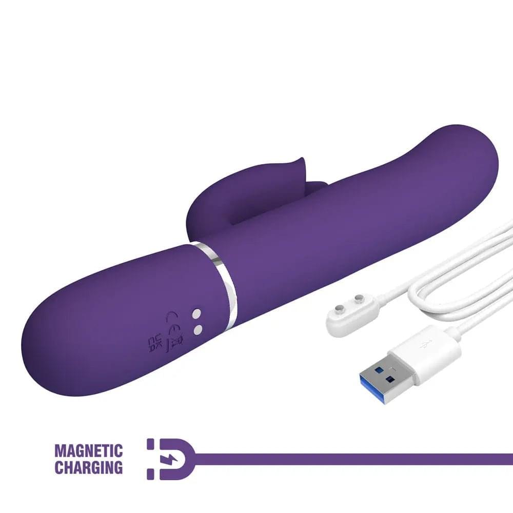 Party Up ALAN Dual Motor Vibrator -  -  22.8 cm USB Rechargeable Vibrator with Licking Clit Stimulator and Thumping Shaft Party Up Discreet Intimate Essentials.