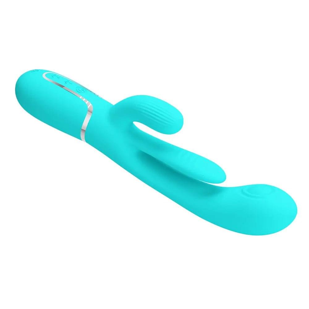 Party Up ANDY Multi Function Vibrator - Teal - Teal 22.2 cm USB Rechargeable Rabbit Vibrator with Flicking and Thumping Tip Party Up Discreet Intimate Essentials.
