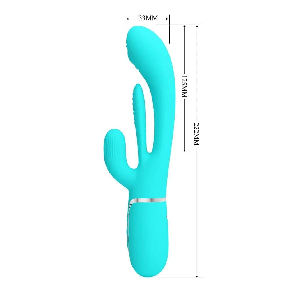 Party Up ANDY Multi Function Vibrator - Teal - Teal 22.2 cm USB Rechargeable Rabbit Vibrator with Flicking and Thumping Tip Party Up Discreet Intimate Essentials.