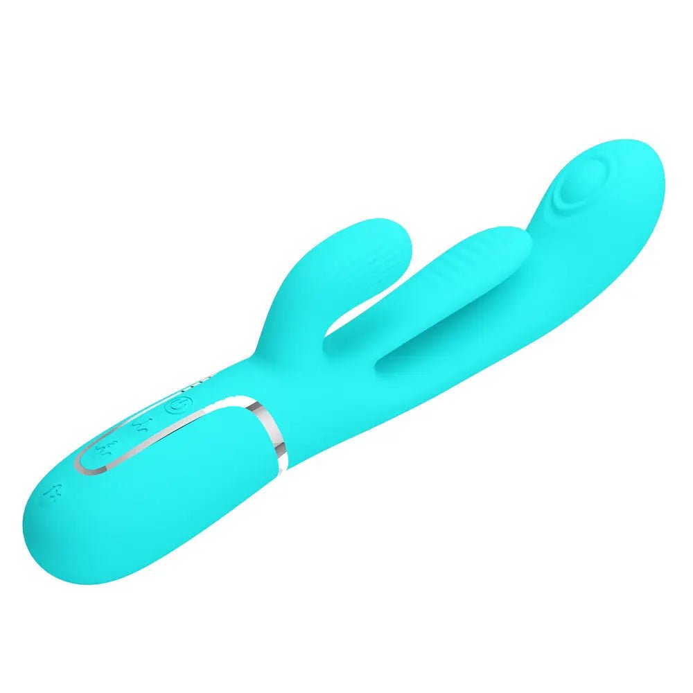 Shop affordable quality Party Up ANDY Multi Function Vibrator - Teal - Teal 22.2 cm USB Rechargeable Rabbit Vibrator with Flicking and Thumping Tip - Discreet Intimate Essentials - VIBRATORS - Party Up