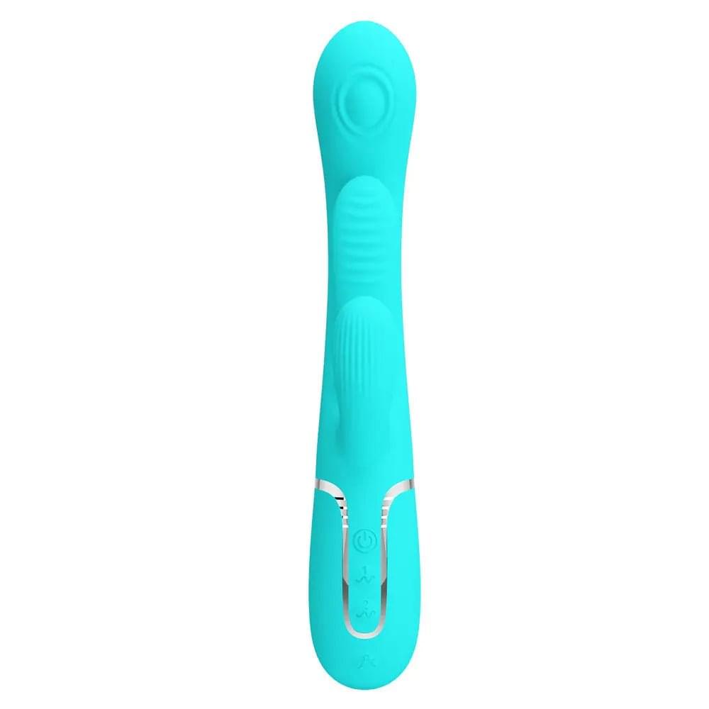Party Up ANDY Multi Function Vibrator - Teal - Teal 22.2 cm USB Rechargeable Rabbit Vibrator with Flicking and Thumping Tip Party Up Discreet Intimate Essentials.