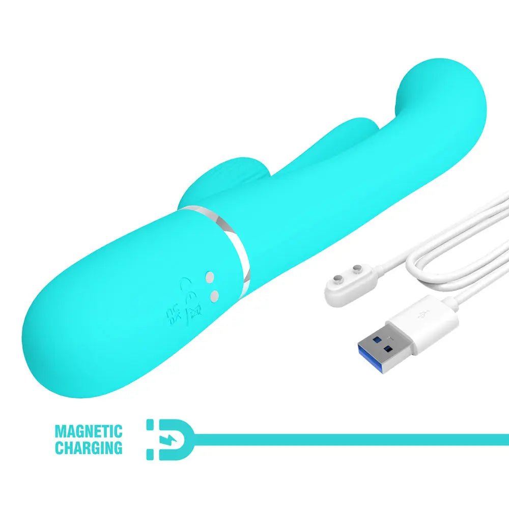 Shop affordable quality Party Up ANDY Multi Function Vibrator - Teal - Teal 22.2 cm USB Rechargeable Rabbit Vibrator with Flicking and Thumping Tip - Discreet Intimate Essentials - VIBRATORS - Party Up