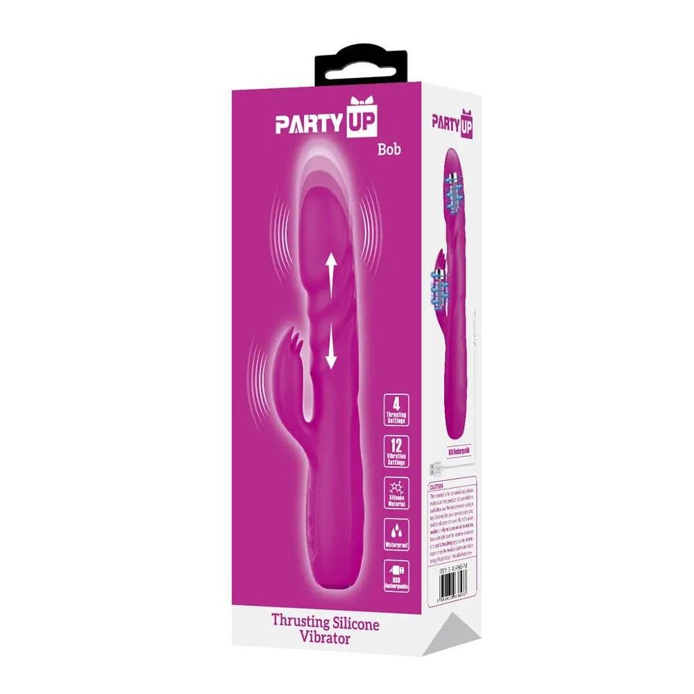 Party Up BOB Thrusting Vibe -  -  25 cm USB Rechargeable Thrusting Rabbit Vibrator Party Up Discreet Intimate Essentials.
